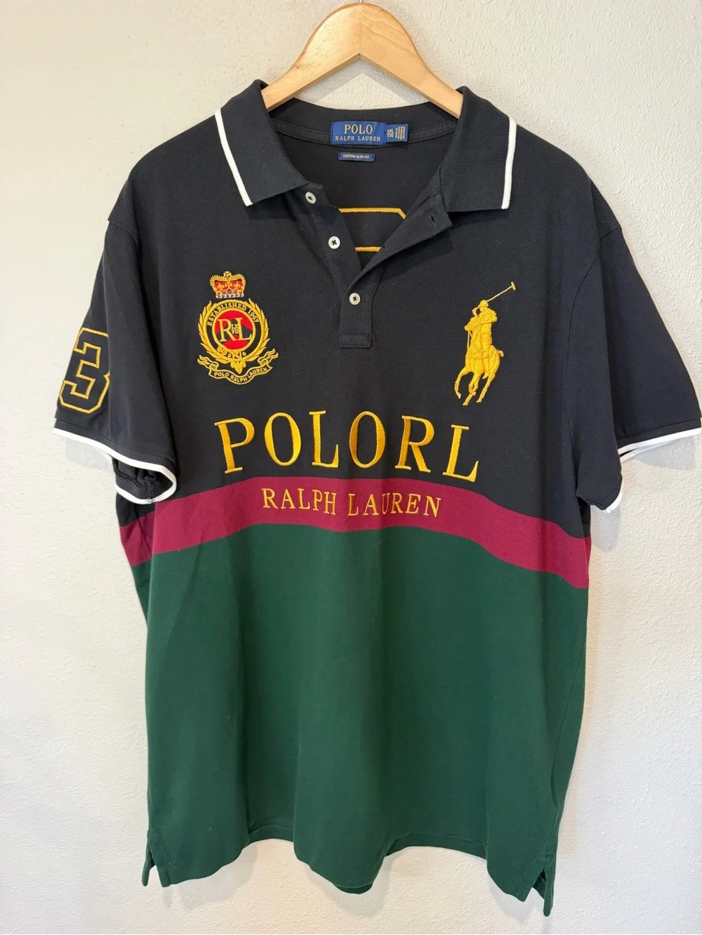 Ralph Lauren POLORL Big Pony Custom Slim Fit Colorblock Polo Shirt